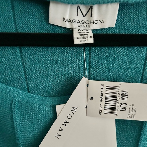 NWT Magaschoni Teal Ribbed Dolman Sleeve Sweater - Picture 3 of 10